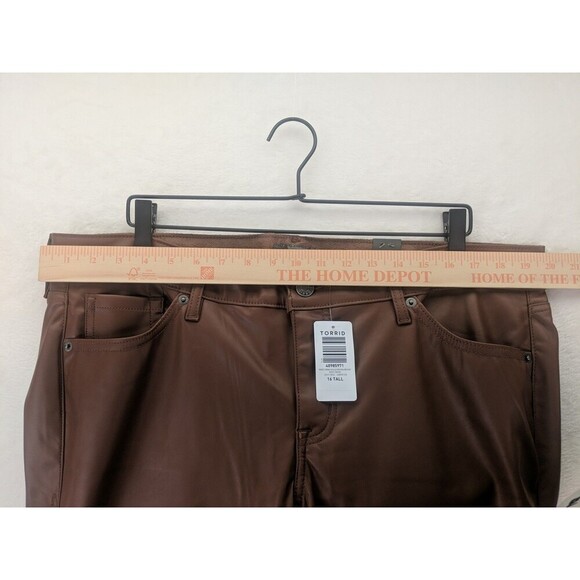 Torrid Perfect Skinny Faux Leather High Rise Pants 16T NWT Root Beer/Brown - Picture 8 of 13